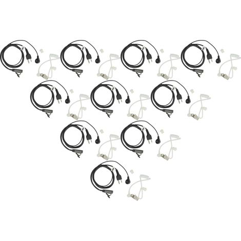 vhbw 10x Headset earpiece compatible with Hytera HYT TC-980 Radio Walkie Talkie, Transparent acoustic tube
