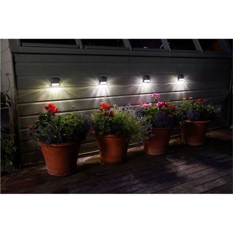 4 x Smart Garden Super Bright Solar Welcome & Security Wall Fence Post Lights