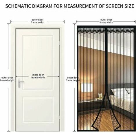 Porte Moustiquaire Aimantée, 90x210cm Porte De Balcon Aimantée Rideau Anti-Mouches Sans Perçage, Rideau Anti-Insectes, Porte Moustiquaire, Portes Battantes Pour Porte Patio Salon