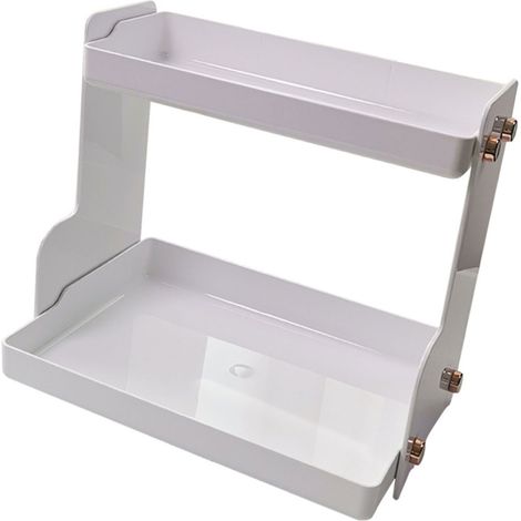 Organiseur de bureau double étage design minimaliste multifonction PET 29cm pour salon bureau scolaire - blanc (1/5)