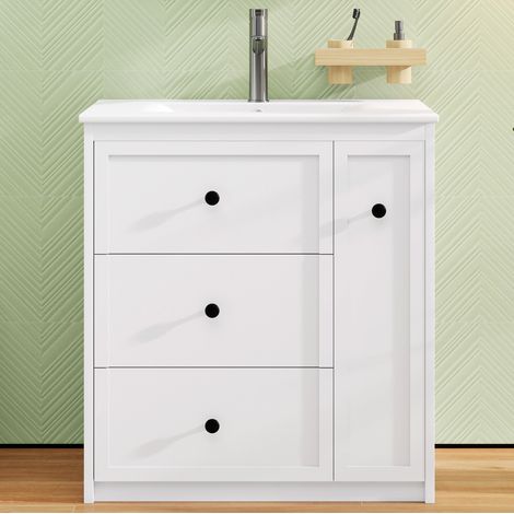 Mobile bagno con lavabo in ceramica 76x46x82 cm OKMYHOME (1/5)