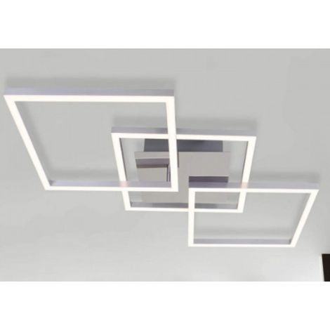 BRILONER- PLAFONIERA LED 3 RIQUADRI 76 x54CM - 36W-2600LUMEN-3000K - CROMO/ARGENTO