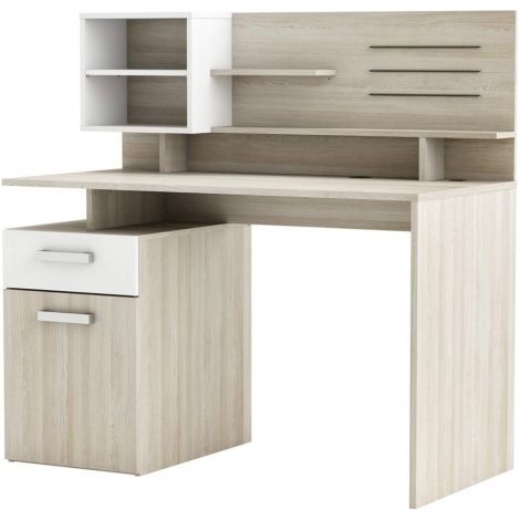Befara – Bureau enfant moderne avec 1 tiroir et 1 porte – Dimensions 123x60x121,9 cm – Panneaux agglomérés – Port USB intégré