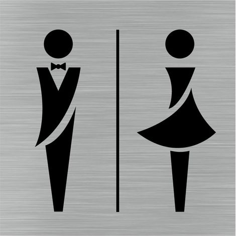 Pictogramme Toilettes Hommes/Femmes (Q1052).- Plaque aluminium brossé -
