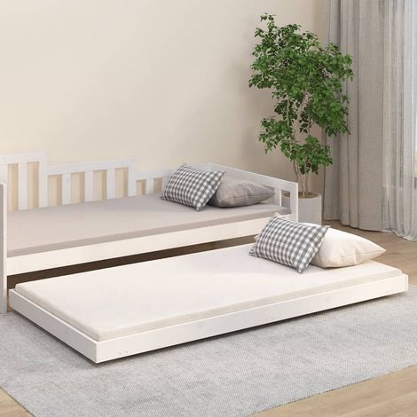 Lit simple,Lit adulte,Cadre de lit blanc 100x200 cm bois de pin massif463942 CFW698108 (1/5)