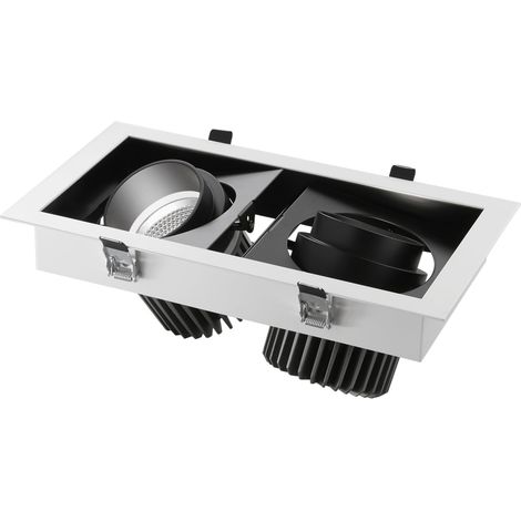 "Incasso LED APOLLO antiriflesso nero con luce orientabile 2x30W luce naturale"
