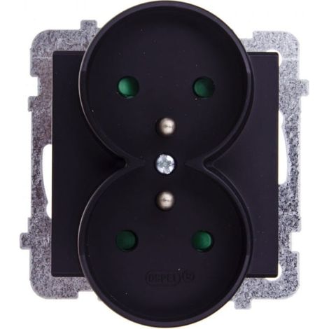 Sonata Doppelsteckdose mit/mit Jalousien, schwarzmetallic GP-2RRZP/m/33