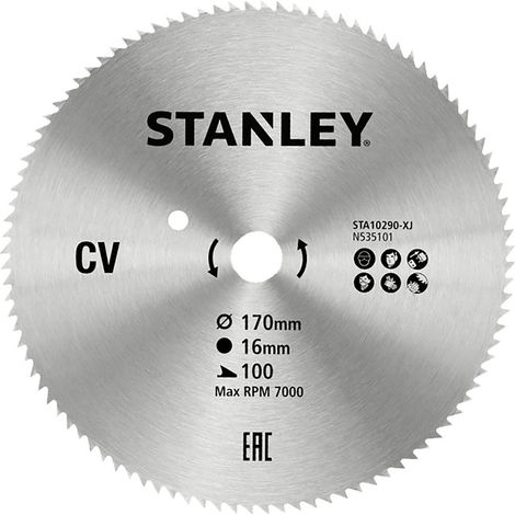 LAMA PER SEGA CIRCOLARE 'DENTI FINI' ø 170 mm - foro 16 mm  - STANLEY