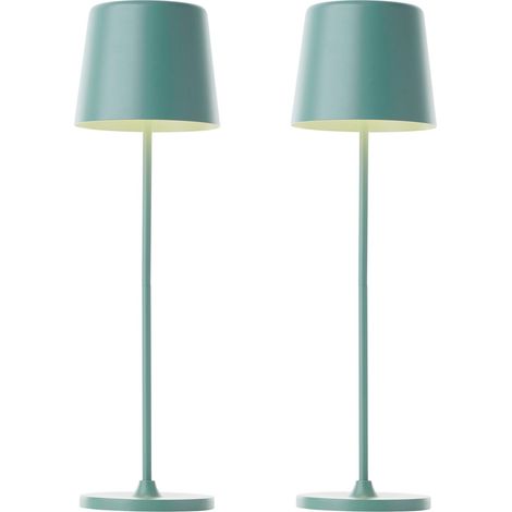 Lampe de table LED rechargeable BRILLIANT Kaami, 2 W, 310 lm, 3000 K, vert iceberg, lot de 2
