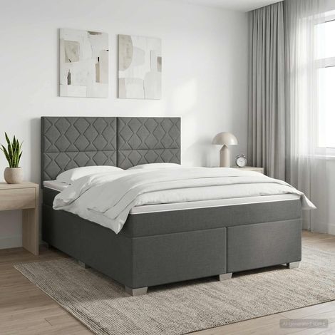 Lit boxspring avec matelas Gris foncé 140 x 200 cm Tissu