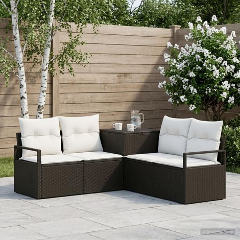 vidaXL Ensemble de Canapés 5 pc Noir et blanc crème (1/5)