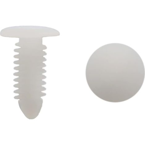 Rivets Plastique Blanc - 30 Pièces - Nylon Résistant - Fixation Pare-chocs et Garnitures - Auto Bus Camion - 8x6,5mm (1/5)