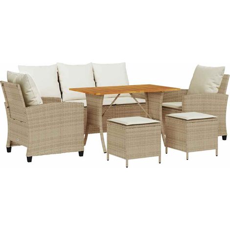 Maison Exclusive - 6-tlg. Garten-Sofagarnitur mit Kissen Beige Po