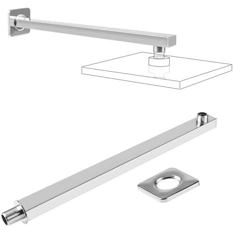 Brausearm, 40cm Edelstahl Quadratisch Wandarm Duscharm für Regenduschkopf Wandmontage (Nein Enthalten Duschkopf)