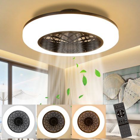 GBLY Ventilatore a soffitto 49,5CM con telecomando 1-6 velocità e timer lampadario LED MAX 61W regolabile silenzioso per camera (1/5)