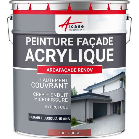 Arcane Industries – Peinture façade acrylique étanche 10 L – Couverture jusqu'à 60 m² – Finition mate – Résistante jusqu'à 15 ans – Couleurs RAL disponibles (1/6)