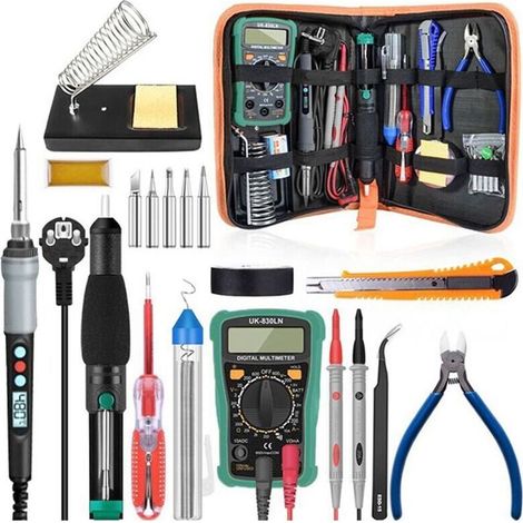 Kit Fer a Souder electrique a Affichage Numerique 90W Ensemble de 18 pieces Temperature Reglable 100�� a 480�� Avec Multimetre.. (1/5)