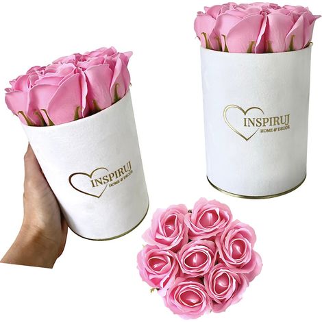 Flowerbox Inspiruj - Scatola bianca con rose di sapone - n. 9 Rosa (1/5)