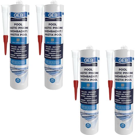 Lot de 4 Mastics piscine POOL qualité professionnelle GRIS 290 ml - GEB (1/4)