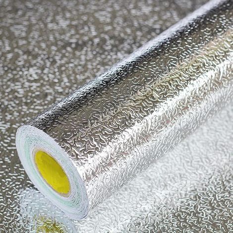 Papier peint de cuisine, papier autocollant en aluminium, résistant à l'huile, à l'eau, à la chaleur et aux éclaboussures,60x300CM (1/5)