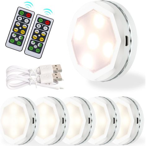 Lampe de placard LED avec télécommande sans fil, veilleuse rechargeable par USB et réglage tactile de la luminosité (1/5)