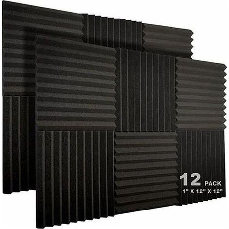 Panneaux acoustiques - YYV - 12 panneaux - 1x12x12 pouces - Mousse insonorisante - Noir (1/4)