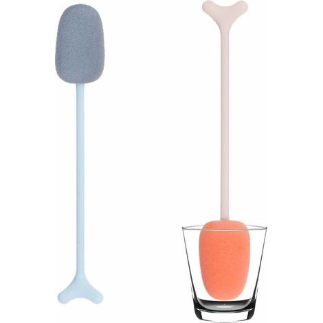 Goupillon Eponge Goupillon Bouteille Flacon De Brosses De Nettoyage Goupillon Eponge Bouteille Brosse éPonge à Long Manche avec Support Triangulaire pour Biberon,Tasses,Bouilloire,Verre (1/5)