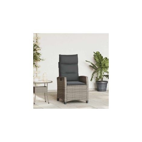 Chaise de jardin inclinable avec table d'appoint gris polyrotin (1/5)