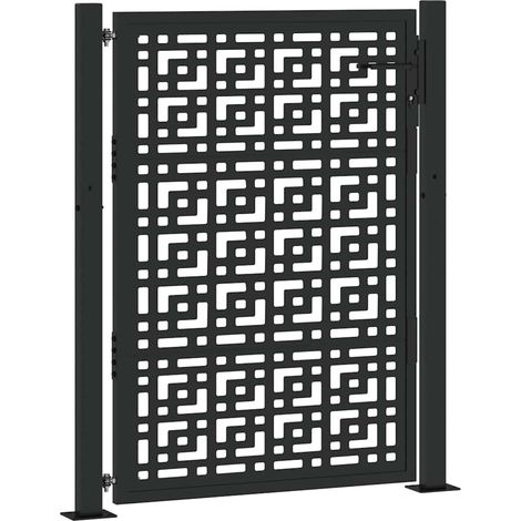 Portail de jardin，Portail de clôture，Portillon de jardin noir 105x130 cm acier conception croisée CFW91174 (1/5)
