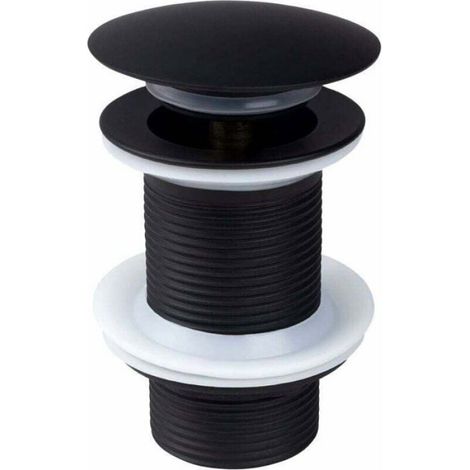 Bonde Vidage Pop Up - Lavabo Sans Trop Plein - Laiton et Alliage de Zinc - Noir - Diamètre 10,2 cm - G1 (1/4)
