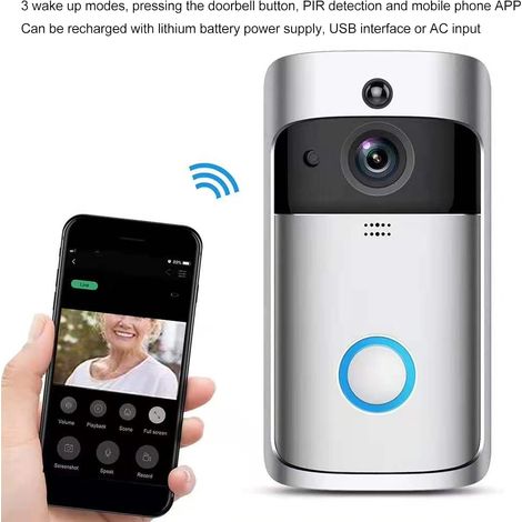 Videocitofono Ring, telecamera intelligente WiFi 720P con visione notturna, citofono visivo remoto per la casa (1/4)
