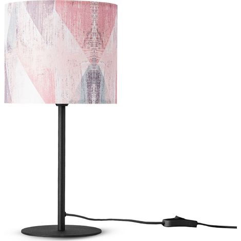 Paco Home Lámpara De Pared Pantalla De Tela Lámpara Mesilla E14 Vintage Retro Redonda Lámpara de mesa - Negro, Diseño 5 (Ø18 cm) (1/4)