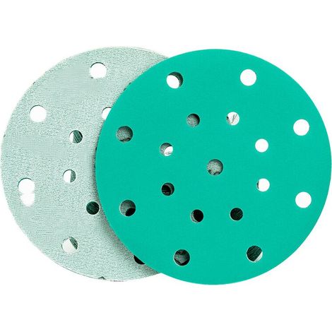 100 pieces Green Sanding Discs │ 17 holes │ Ø 150 mm │ grain 80 │ for random orbital sanders │ sanding sheets │ sandpaper (1/5)