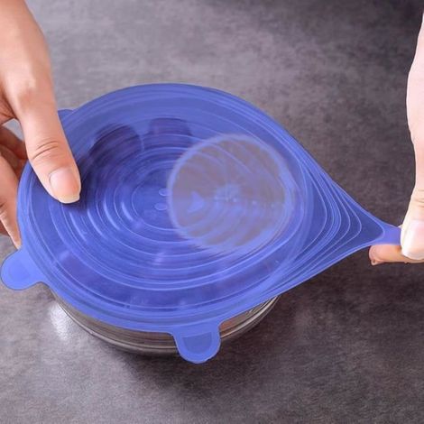 Couvercle Silicone - Extensible Alimentaire - Pour Récipients Yaourt Bocaux - 6 Pièces - Diamètres 6 à 18,5 cm (1/5)