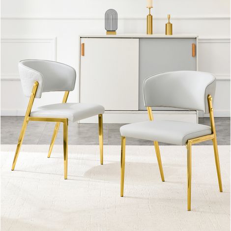 Set di 2 sedie da sala da pranzo in metallo imbottite grigio chiaro DESVIAE (1/5)