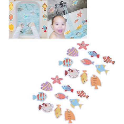 Vendus par lot de 2. Autocollants imperméables pour salle de bain d'enfants, autocollants givrés pour baignoire, autocollants antidérapants, autocollants colorés de poissons et d'animaux. (1/5)