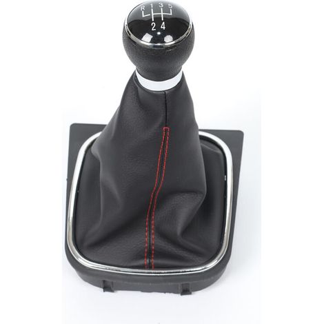 Convient aux kits de levier de vitesse pour Volkswagen Sagitar, Golf et Jetta, comprenant des pommeaux de levier de vitesse en cuir à coutures rouges et un ensemble de levier de vitesse à 5 rapports.