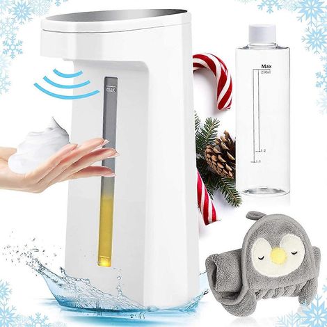 Distributeur de savon automatique électrique sans contact de 250 ml, fonctionnant sur piles, mains libres, pour salle de bain, cuisine, hôtel, bureau, comptoir (1/2)