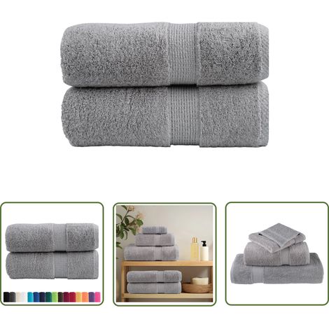 The Living Store Serviettes d'invité de qualité supérieure SOLUND 2 pcs gris - Serviettes Invité - Serviettes De Toilette - Serviettes De Bain - Serviettes Grises - Serviettes Coton (1/5)
