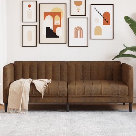 Canapé-Sofa à 2 places marron similicuir daim 739540 (1/5)
