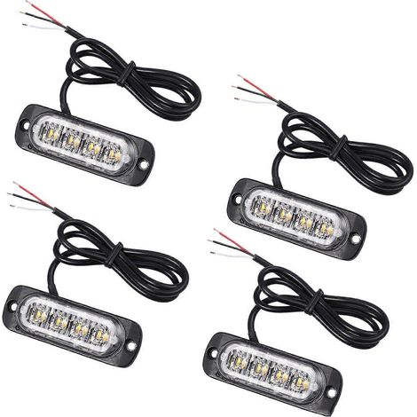 Lot de 4 feux stroboscopiques de dépannage à 4 LED, 12 V/24 V, orange, clignotants pour calandre (1/5)