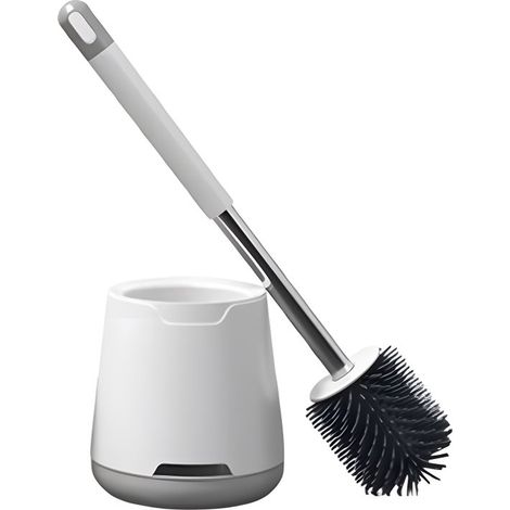 Scopa per WC in silicone con supporto, autoportante, ad asciugatura rapida, igienica e antibatterica, pulizia accurata, antigoccia (1/5)