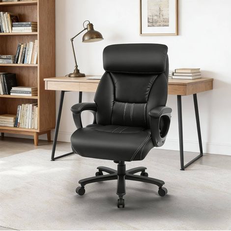 MEUBLIV Silla de oficina negra – respaldo alto, reposacabezas regulable, 150 kg (1/5)