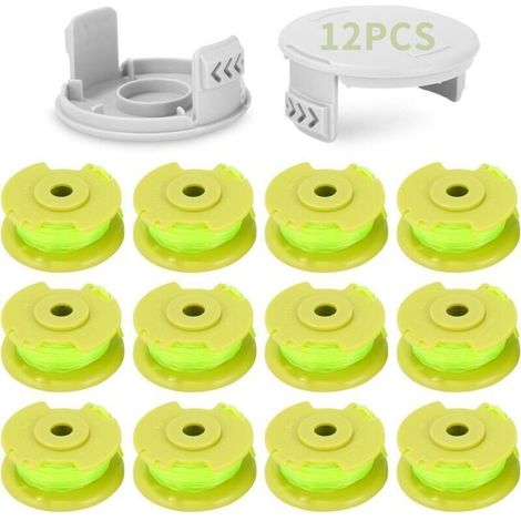 12 Pack Bobine Fil Coupe Bordure remplacements pour Ryobi One+(12 Bobine Fil Coupe Bordure,2 Couvercle)