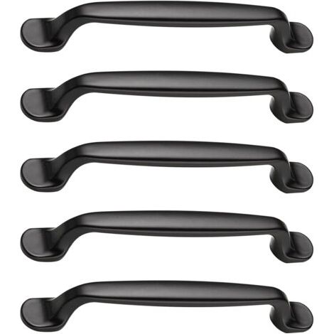 5 Stück Möbelgriffe Schwarz, Griff Lochabstand 128mm, Möbelgriff aus Aluminiumlegierung, für Möbel, Schubladen, Schränke, Kommoden, Küchen- und Schlafzimmerschränke