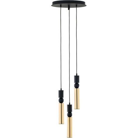 Lampada sospensione moderna tonda 30cm nero oro 3xGU10 (1/5)