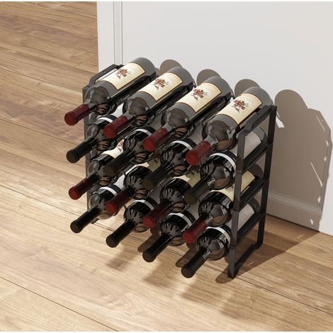 Range-bouteilles 42,5x16,5x41 cm en métal noir, avec rangement modulable pour cuisine FloraGrace (1/5)
