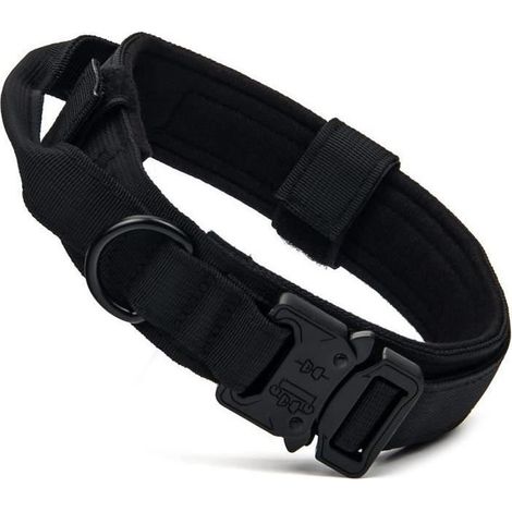 Online Store - Collier tactique pour chien - Réglable - Nylon renforcé 1000D - Taille M - Noir - 35 à 46 cm (1/4)