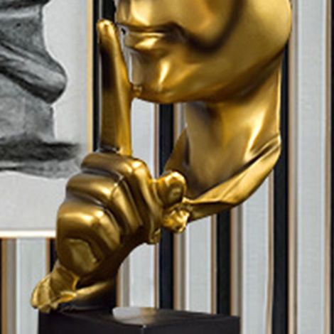 Figurine Thinker Statue Résine Synthétique Compacte Forme Vive Décorative Dorée Silencieuse Ornement Maison Bureau Idée Cadeau (1/5)