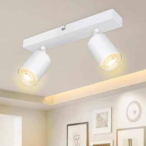 Matte White GU10 LED Spotlights, 350° Adjustable, Ceiling or Wall Mounted, for Living Room, Kitchen, Bedroom (1/5)